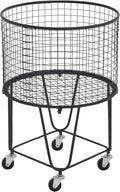 CosmoLiving by Cosmopolitan Metal Storage Cart Deep Set Rolling Mesh Laundry Basket , 18" x 18" x 24", Black