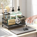 Sink Caddy, Kitchen Sink Organizer with Sponge Holder and Stone Drying Mat, Quick Drying, Stainless Steel Kitchen Caddy Organizer for Sponges, Brushes & Soap