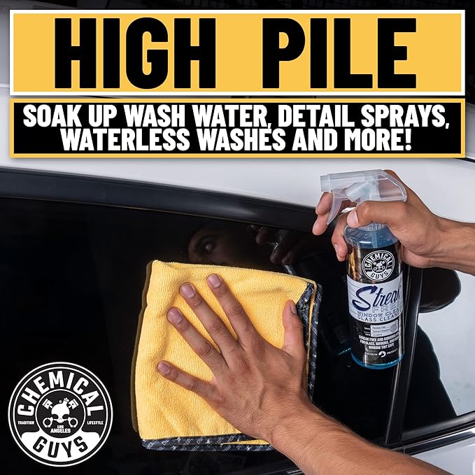 Chemical Guys Professional Grade Premium Microfiber Towels for Cars, Gold, 16" x 16", Ultra-Soft and Scratch-Free Car Detailing Cloths for Trucks, Motorcycles, and More - 3 Pack
