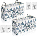 Kanrichu 2pcs Large Wall Hanging Organizer Bag, Linen Fabric Door Hanging Storage Baskets with Pockets, Waterproof Bin for Kitchen, Bedroom, Office, RV Camper (Triangle)