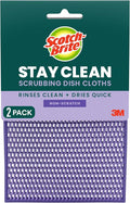 Scotch-Brite® Stay Clean Scrubbing Dish Cloths, Reusable and Long-Lasting Mesh Dish Rags That Dry Fast to Resist Odors, Scratch-Free Scrubber Wipes That are Safe on All Surfaces, 2 Dish Towels