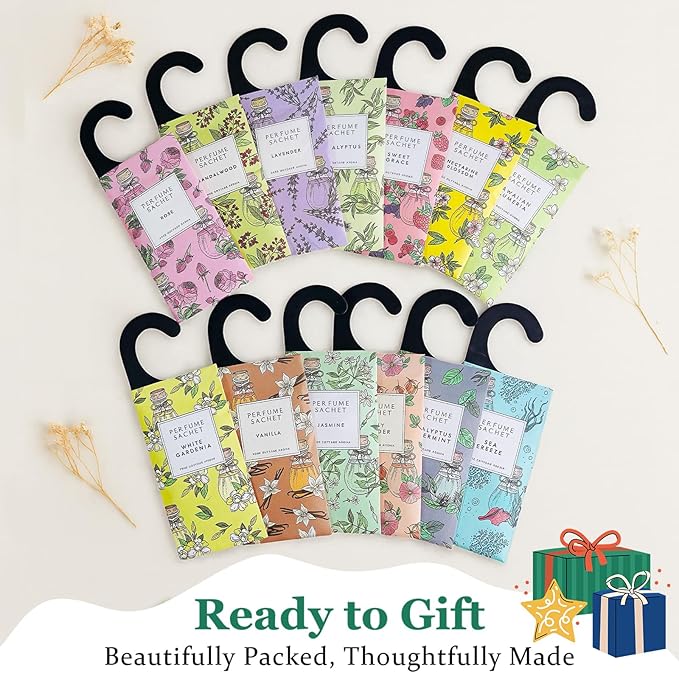 ROSE COTTAGE Large 12 Packs Eucalyptus Peppermint Hanging Closet Air Freshener Scented Sachets Long Lasting Smell Goods