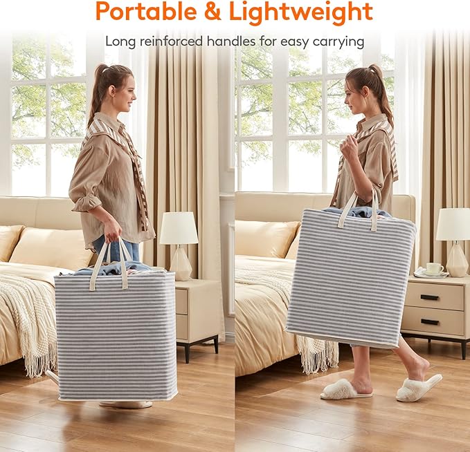 Lifewit 1 Pack Laundry Hamper Large Collapsible Laundry Baskets, Freestanding Waterproof Clothes Hamper with Easy Carry Handles in Laundry Room Bedroom Bathroom College Dorm, Grey, 100L