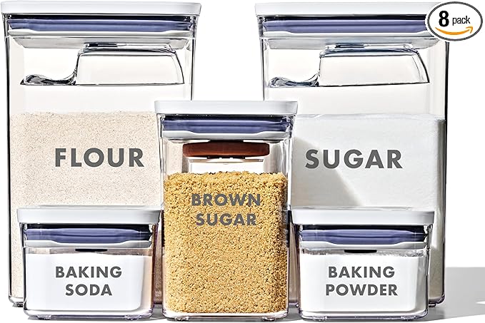 OXO Good Grips 8-Piece Prelabeled Baking POP Container Set