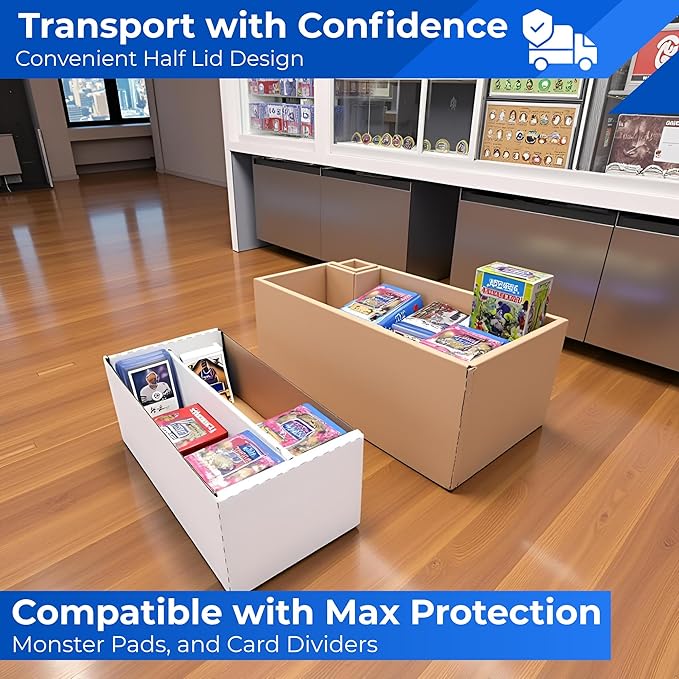 Shoe 2 Row Storage Box (1600 Ct.) - Cardboard Storage Boxes - Baseball, Football, Basketball, Hockey, Sports Card, Gaming & Trading Cards Collecting Supplies by MAX PRO - Made in the USA (10 Pack)