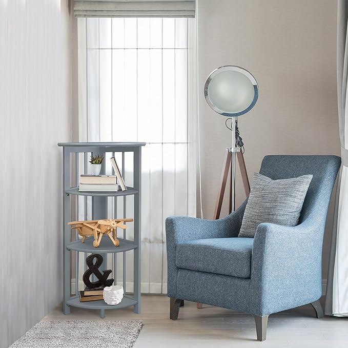 Casual Home Mission 4-Shelf Corner Folding Bookcase, Slate Gray