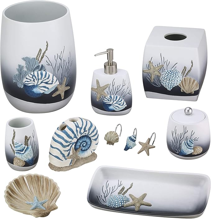 Avanti Linens – Bathroom Accessory, Resin Countertop Accessories, Oceanscape Inspired Bathroom Decor (Blue Lagoon Collection)