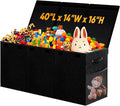 Extra Large Toy Storage Box with Lid Divider, Sturdy Collapsible Toys Organizer Chest Kids Storage Bins Boxes Baskets for Boys, Girls, Nursery, Bedroom, Living Room, Playroom, 40"x14"x16", Black