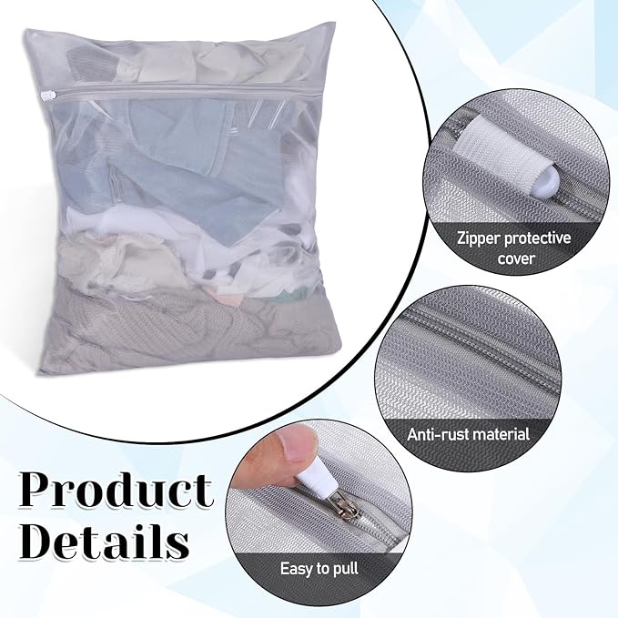 2 Pcs Mesh Laundry Bags 24 x 20inch Washing Delicate Bags with Zipper Mesh Lingerie Wash Bag for Washing Machine Blanket Dress Underwear Hosiery Sweater Blouse