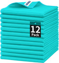 HOMERHYME Microfiber Cleaning Cloth, 12 Pack Window Glasses Cleaning Cloth, Reusable Lint-Free Streak Free Polishing Cloth Wipes for Stainless Steel, Eyeglass, Mirror, Screen & Lense, Turquoise