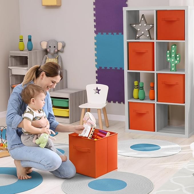 Sorbus Fabric Storage Cubes - 6 Foldable Storage Bins for Organizing Pantry, Cubbies, Toy Box - Clothes Storage & Closet Organizer - 13 Inch Collapsible Cube Baskets for Shelves with Handle