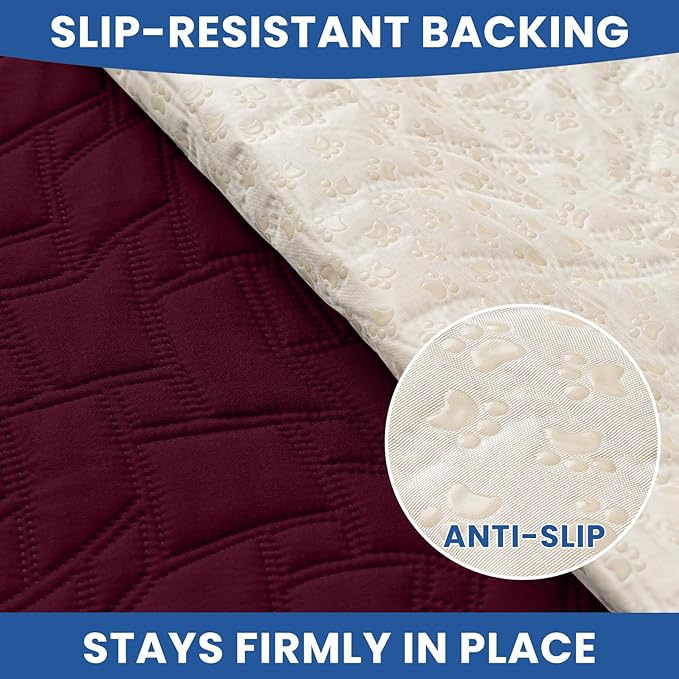 Waterproof Dog Blanket, Non-Slip Soft Pet Bed Cover, Couch Cover for Dogs Washable, Protects Sofa, Furniture, Crate, Car, Tear Resistant Leakproof Pet Blanket Christmas (82x82 Inch, Burgundy)