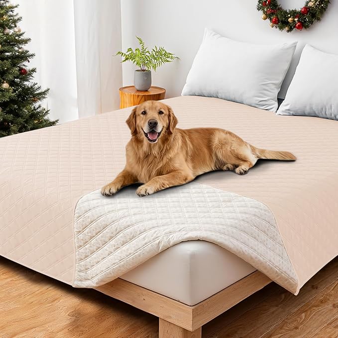 Waterproof Couch Covers for Pets, Waterproof Dog Bed Cover, Anti-Slip Soft Dog Blankets, Couch Cover for Dogs Washable, Pet Blanket for Puppy Large Dogs Cat (82x82 Inch, Beige)