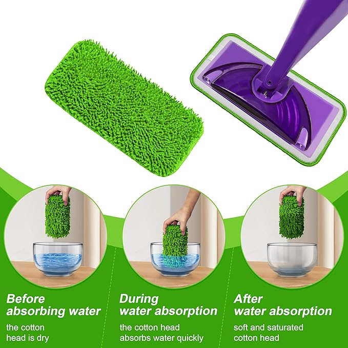 Reusable Mop Pads Compatible with Swiffer Wet Jet Mop, Wet Jet Pads Refills Microfiber Mop Pads Wet & Dry Use Mop Replacement Pad for Swiffer Wetjet Cleaning Supplies-6 Pack
