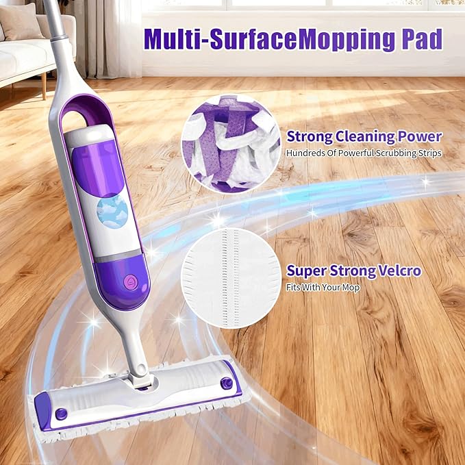 10 Pack Disposable Mopping Pads Refills for Swiffer PowerMop Multi-Surface & Wood Mops, Spray Clean Pads Replacement for Floor Cleaning（Purple Without Handle）