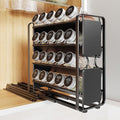Spice Rack Organizer Drawer Cabinet: Pull Out Spice Seasoning Organization with 20 Jars - Facing Left or Right with Labels and Chalk Maker 4 Tier Slide Out Kitchen Storage for Countertop Wall Mount