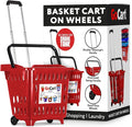 dbest products GoCart, Red Grocery Cart Shopping Laundry Basket on Wheels