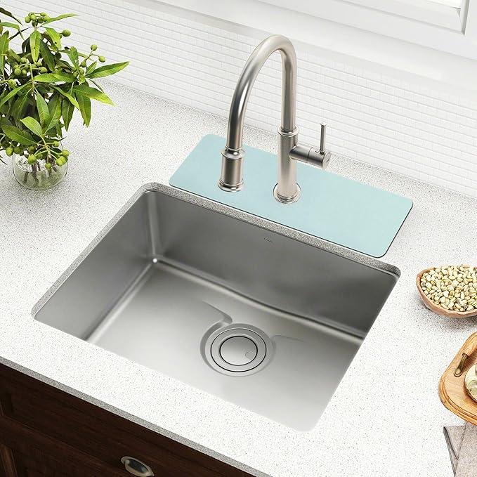 Kitchen Sink Splash Guard 1 PC 14.7 Inch Sink Faucet Mat Splash Guard for Bathroom Countertop Water Absorbent Foldable Cuttable Soft Washable Blue