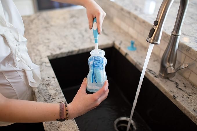 Dr. Brown's Reusable Sponge Baby Bottle Cleaning Brush with Suction Cup Stand,Scrubber and Nipple Cleaner,BPA-Free,Blue,(Pack of 12)
