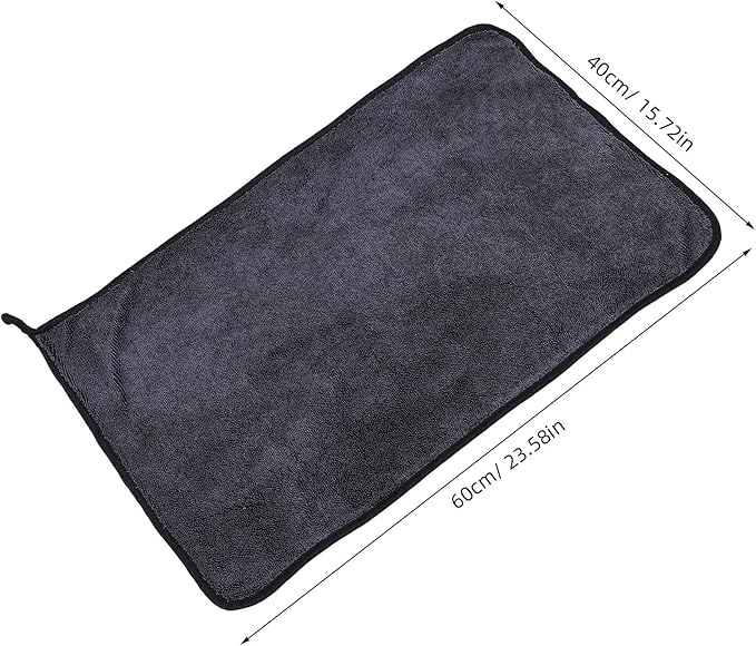POPETPOP 2pcs Microfiber Car Drying Towels Double-Sided Ultra Absorbent Fiber Cleaning Cloths for Car Glass and Mirrors Black Gray 40x60cm Scratch-Free Wash Rags
