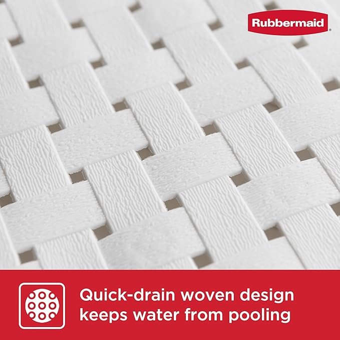 Rubbermaid INSTAMAT Tub Mat, Non-Slip Bath Mat Hangs Over Showerhead for Fast Drying, 27.2 x 15.2 Inch, BPA-Free, Easy Care Shower Mat for Inside Bathtub or Shower, White