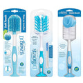 Dr. Brown's Reusable Sponge Baby Bottle Cleaning Brush + Soft Touch and Deluxe Bottle Brushes, BPA-Free, Blue, 3-Pack