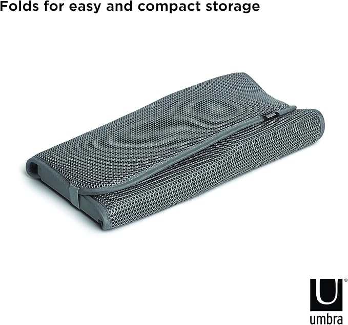 Umbra UDRY Rack and Microfiber Dish Drying Mat-Space-Saving Lightweight Design Folds Up for Easy Storage, Mini, Charcoal