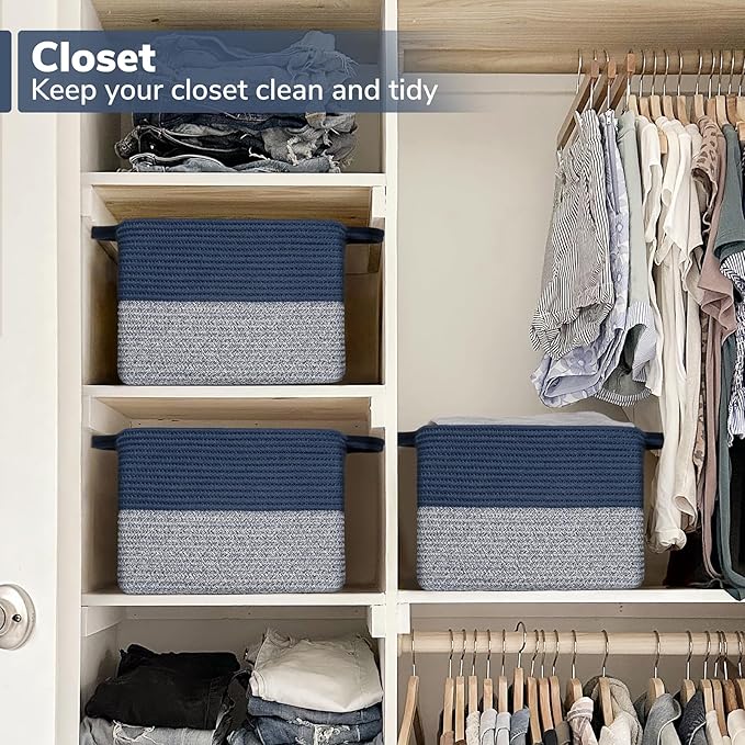 Goodpick Cube Storage Bins - Shelf Baskets for Towel Book Clothes, Closet Storage Bins for Office Woven Toy Basket for Shelves Baby Laundry Basket, 13''x10''x 9''