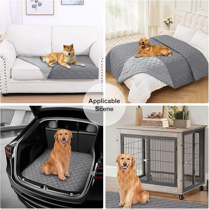 Smiry Reversible Waterproof Couch Covers for Sofa, Washable Dogs Pet Couch Covers for 3 Cushion Sofa Pet Friendly, Water Resistant Furniture Protector Slipcover, Geometric (40"x50", Grey/Light Grey)