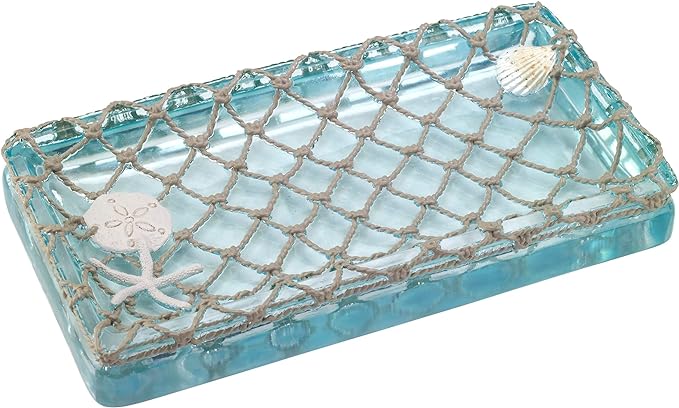 Avanti Linens - Vanity Tray, 100% Hand-Painted Resin Bathroom Accessories, Coastal Home Decor (Seaglass)