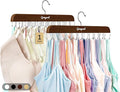 Bra Hanger for Closet, 1 Pack Tank Top Hanger w/20 Hooks Capacity Foldable Wood Space Saving Hangers, 360°Rotating Closet Organizers and Storage for Dorm & Apartment for Bra Scarf Ties(Brown)