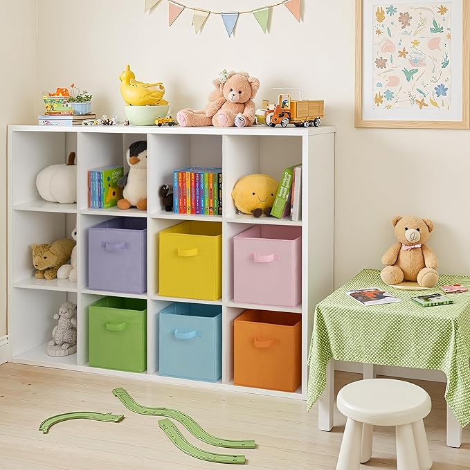 Cupic Cupid 11 Inch Storage Cube, Fabric Cube Storage Bin with Handles, Storage Cube Organizer for Clothes and Toys, Collapsible Cube Bins for Closet, Shelves, Nursery, 6-Pack, Pastel Colors