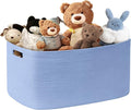 45L Small Baby Girls Laundry Basket for Nursery Storage,Cute Woven cotton Rope Baskets for Kids Toy，Gifts, Boho Square Wicker Blanket hamper for Living Room,Bedroom Dirty Clothes,Blue Purple