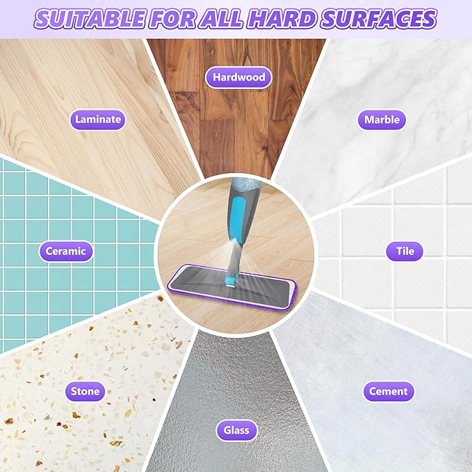 4X Reusable Pads Compatible with Swiffer PowerMop, 15" Microfiber Power Mop Replacement Refills Spray Mop Heads Washable Pad Dry Wet Mopping or Floor Cleaning