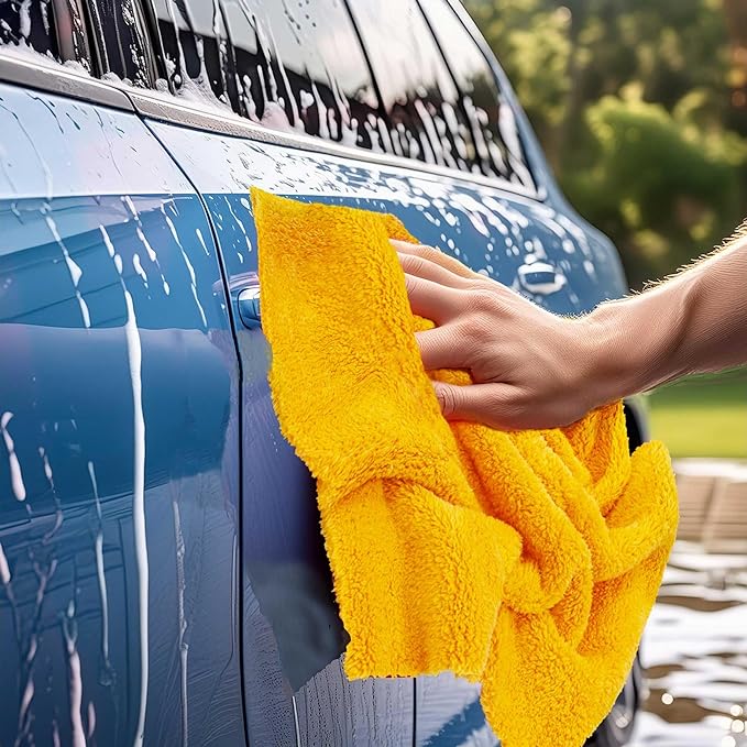 Detailer’s Preference Extra Absorbent Ultra Plush 500GSM Edgeless Microfiber Towels, Car Detailing & Home, Streak-Free, Lint-Free, Scratch-Free, Machine Washable & Reusable, 16x16 Inch, 6-Pack, Orange