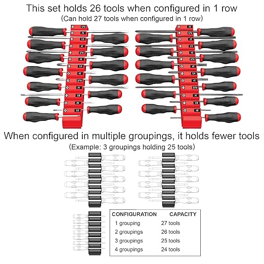 Ernst Manufacturing Screwdriver Pro - Modular Screwdriver Organizer for 26 Tools with Magnetic Base, Black - Made in the USA