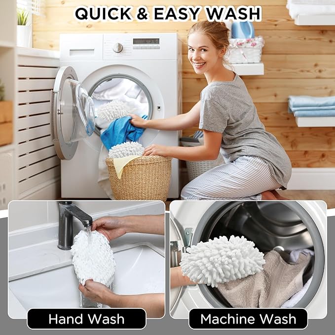 Baderke 3 Pack Chenille Mop Heads Replacements Compatible with 1 Tank System Chenille Duster Replacement Heads Microfiber Spin Mop Refill Pads Reusable Dust Refills for Floor Cleaning (White)