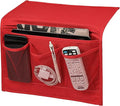 Surblue Bedside Caddy 4 Pockets Bedside Storage Organizer for TV Remote Control Phone Glasses Magazine (Red)