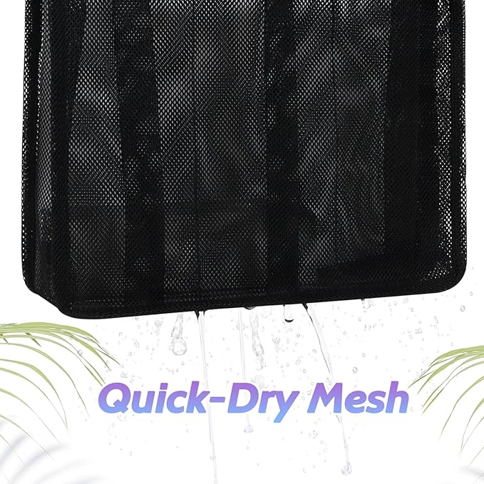 famichan Portable Mesh Shower Caddy, Gym Travel Camp Dorm Room Essentials for College Student Boy Girl, Bathroom Shower Bag - Black