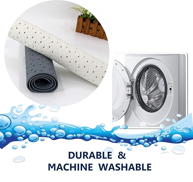 SafeLand- Non-Slip Bath, Shower, Tub Mat, TPR Material, Eco-Friendly, Non-PVC, Machine Washable, No Odor, with Powerful Suction Cups and Drain Holes, Tweed (15"x30" White x2)