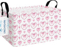 LANGYASHAN Rectangular Storage Bin Collapse Canvas Fabric Cartoon Storage Basket with Handles for Organizing Home Kitchen Boys and Girls Toys Office Closet Shelf Baskets (Rec Pearl Heart)
