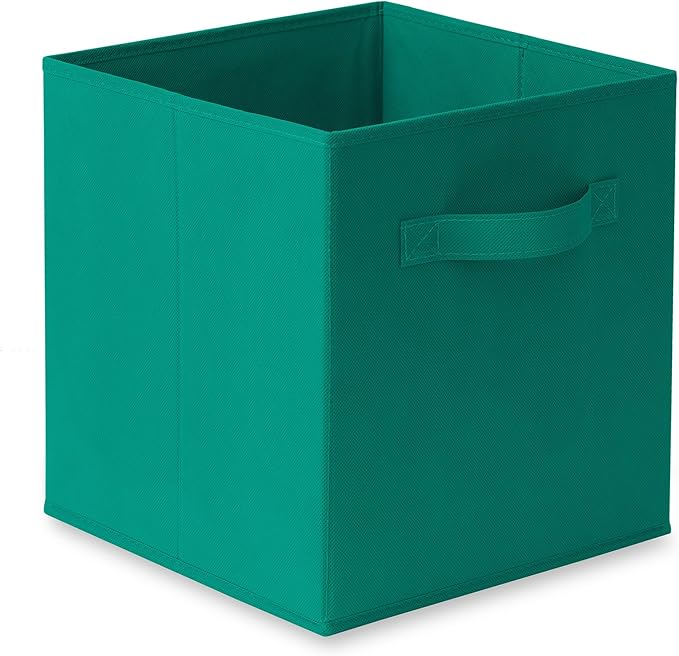 Casafield Set of 6 Collapsible Fabric Cube Storage Bins, Teal - 11" Foldable Cloth Baskets for Shelves, Cubby Organizers & More