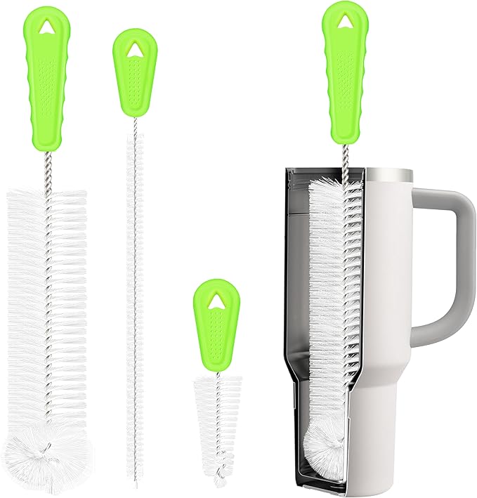 Bottle Brush Cleaner Set of 3, 14 in Long Handle Water Bottle & Straw Cleaner Brushes for Washing Tumblers, Baby Bottles, Cup Lid Cleaning Brush