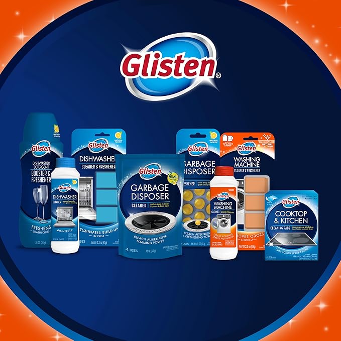 Glisten Washing Machine Cleaner, Helps Remove Odor, Buildup, and Limescale, Fresh Scent, Made in the USA, 12 Ounce Bottle, 3-Count, (Pack of 2)