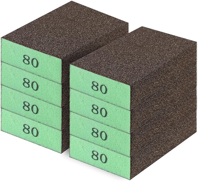 Romeda 8-Pack Sandpaper Block, 80 Grits Washable and Reusable Handmade Sanding Sponge, Drywall Sandpaper Blocks for Wooden Drywall Sheetrock and Metal Glazing