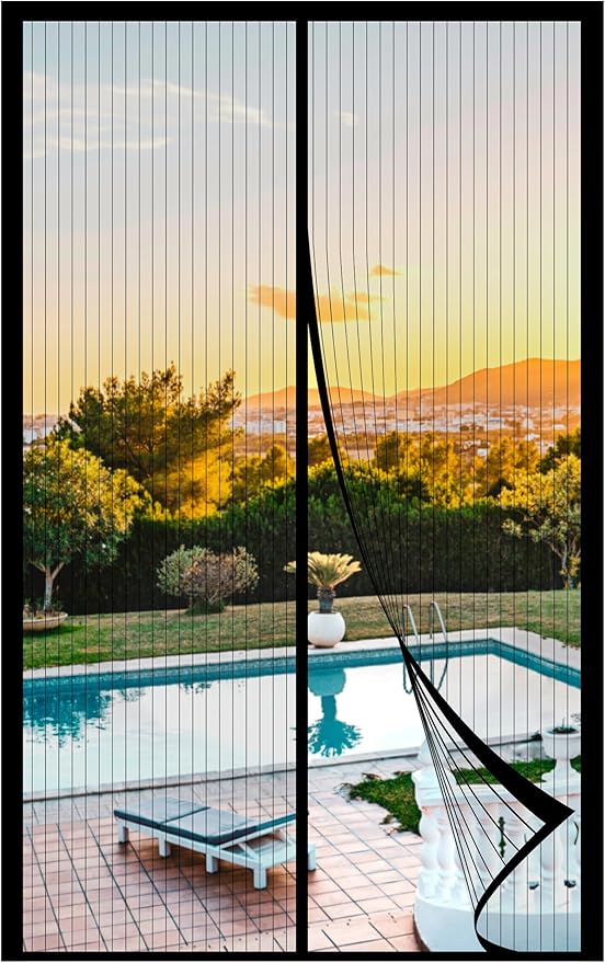 Magnetic Screen Door Mesh 37" x 98" - Fits 35" x 96" Door Size, Works for Patio, Sliding Door, Keeps Bug Mosquito Out, Fresh Air Flow, Black