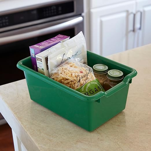 ECR4Kids Scoop Front Storage Bins, Multipurpose Organization, Green, 10-Piece
