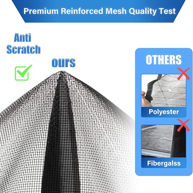 Magnetic Screen Door Upgraded PET Mesh Stronger Than Fiberglass and Polyester,Hands Free,Keeps Bugs Out,Pet & Kid Friendly,Suitable for Sliding Door,Large Patio Door and French Door-64''x80''