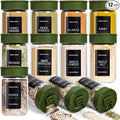 12 pcs Glass Spice Jars With Labels,6oz Glass seasoning Containers with Silicone Lids,Small Spice Storage Bottles for Kitchen Organizer,Seasoning Jars for Spice Rack,Cabinet,or Drawer