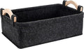 Small Storage Baskets Felt Rectangle Basket Storage Bins for DVD CD Record Cord Books Video Electronics Items Remote TV Cabinet Organizer with Handles